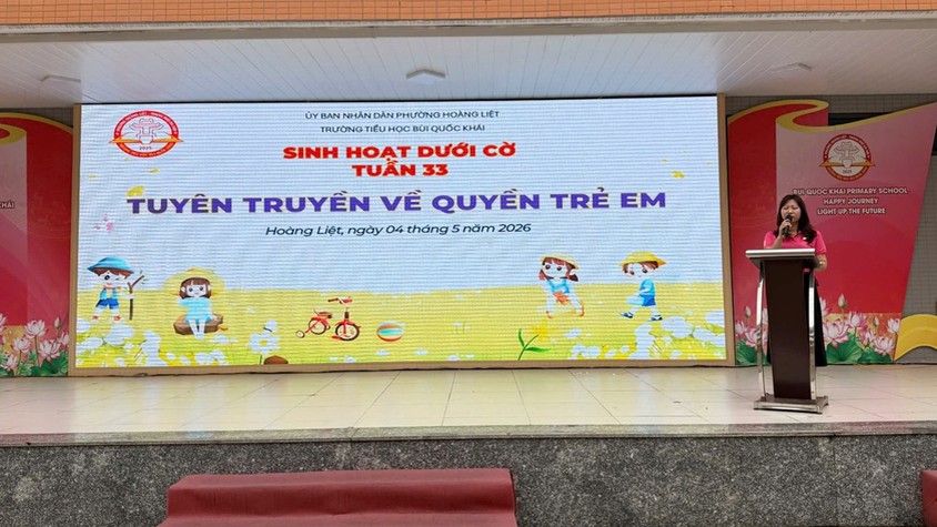 Nâng cao nhận thức về Quyền trẻ em thông qua tiết sinh hoạt dưới cờ tại trường Tiểu học Bùi Quốc Khái