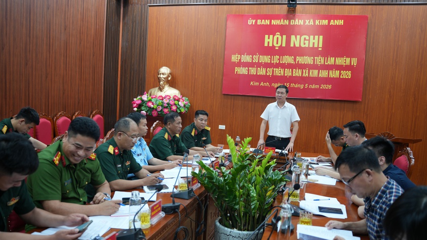 XÃ KIM ANH TỔ CHỨC HỘI NGHỊ HIỆP ĐỒNG  SỬ DỤNG LỰC LƯỢNG, PHƯƠNG TIỆN LÀM NHIỆM VỤ PHÒNG THỦ DÂN SỰ NĂM 2026. 