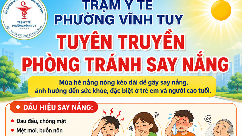 TRẠM Y TẾ PHƯỜNG VĨNH TUY TUYÊN TRUYỀN PHÒNG TRÁNH SAY NẮNG