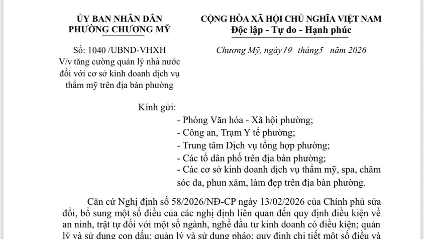 UBND phường Chương Mỹ tăng cường quản lý hoạt động kinh doanh dịch vụ thẩm mỹ trên địa bàn