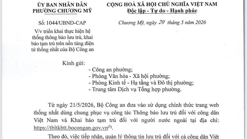 Phường Chương Mỹ triển khai hệ thống thông báo lưu trú, khai báo tạm trú thống nhất của Bộ Công an
