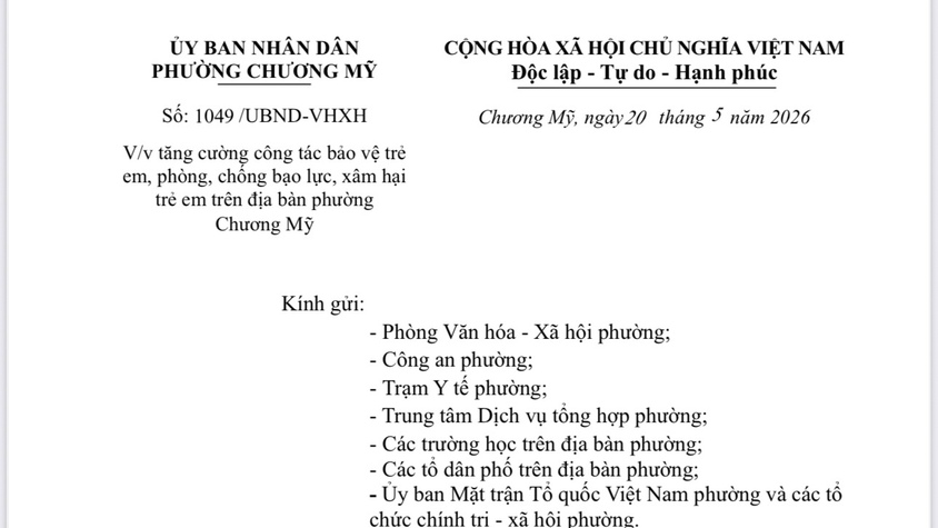 Phường Chương Mỹ tăng cường công tác bảo vệ trẻ em, phòng chống bạo lực, xâm hại trẻ em trên địa bàn