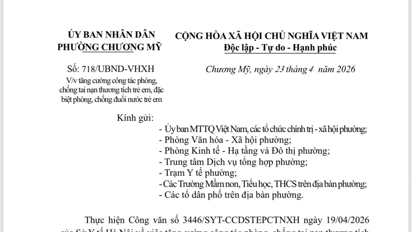 Phường Chương Mỹ tăng cường công tác phòng, chống tai nạn thương tích và đuối nước trẻ em