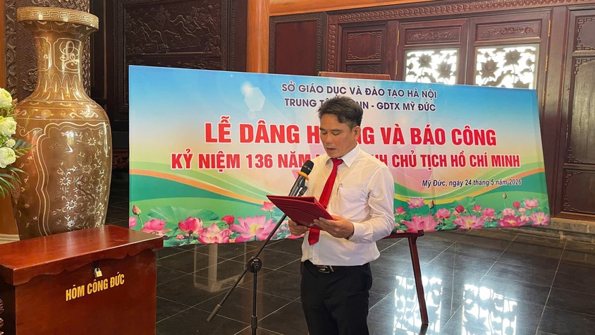 TRUNG TÂM GDNN – GDTX MỸ ĐỨC TỔ CHỨC LỄ DÂNG HƯƠNG VÀ PHÁT THƯỞNG TẠI NHÀ LƯU NIỆM BÁC HỒ