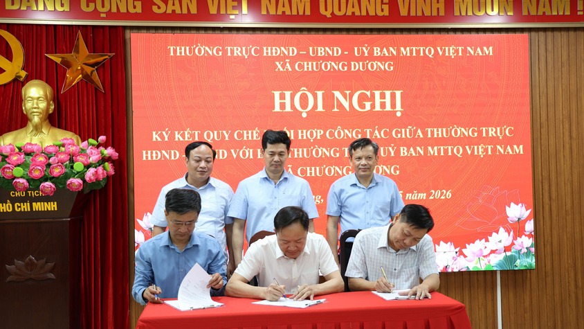 Xã Chương Dương ký kết quy chế phối hợp giữa HĐND, UBND và MTTQ Việt Nam xã