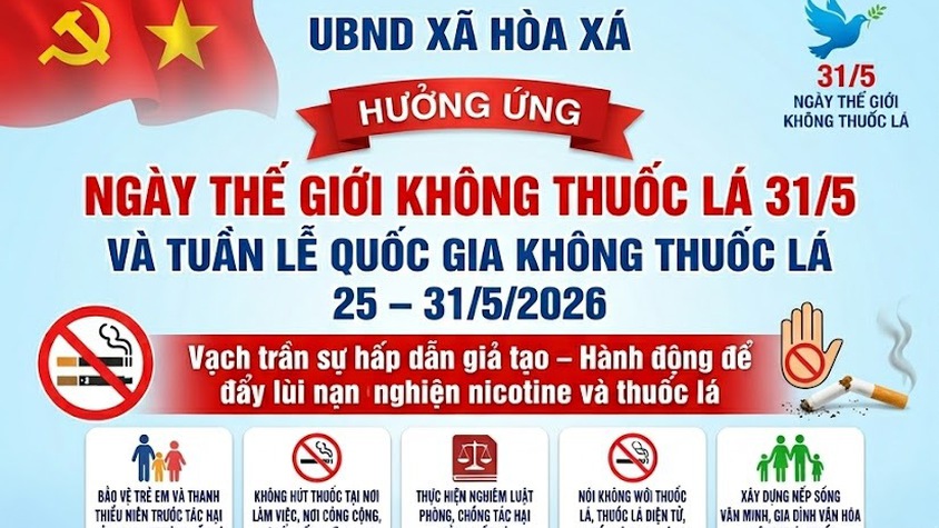 Hưởng ứng Ngày Thế giới Không Thuốc lá (31/5/2026):
ĐỪNG ĐỂ THUỐC LÁ 