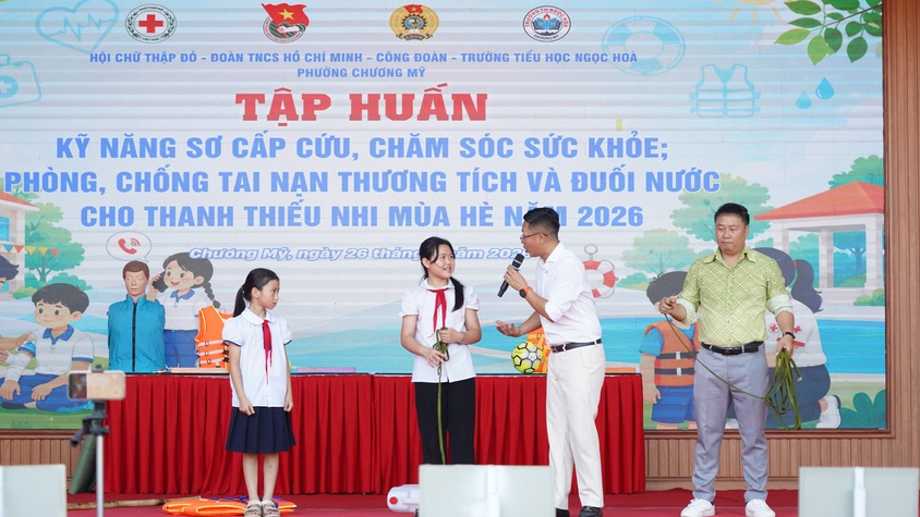 Phường Chương Mỹ tổ chức tập huấn kỹ năng sơ cấp cứu, phòng chống tai nạn thương tích và đuối nước cho thanh thiếu nhi hè 2026