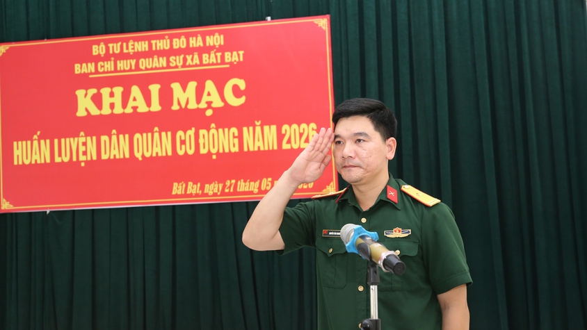 Xã Bất Bạt Khai mạc huấn luyện lực lượng Dân quân cơ động năm 2026
