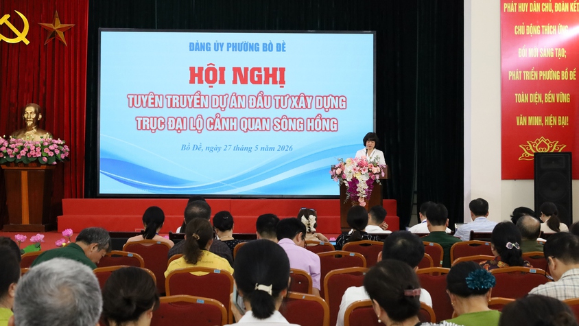 Phường Bồ Đề tổ chức hội nghị tuyên truyền về dự án đầu tư xây dựng trục cảnh quan Đại lộ Sông Hồng