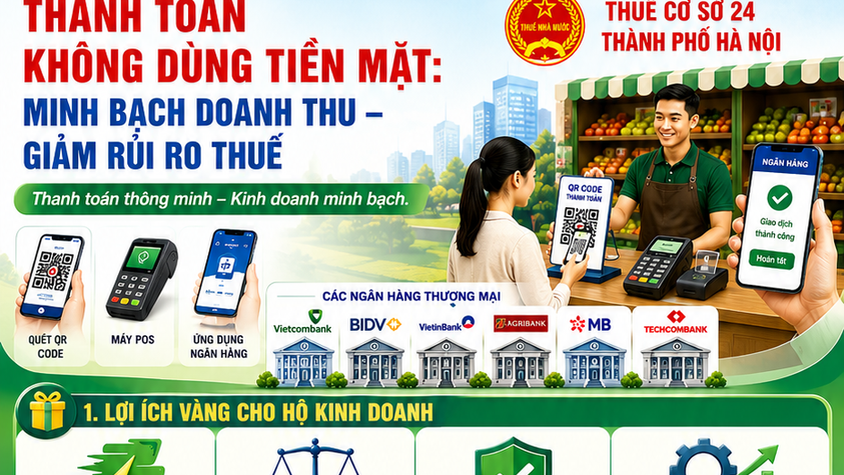 THANH TOÁN KHÔNG DÙNG TIỀN MẶT TRONG HỘ KINH DOANH: MINH BẠCH DOANH THU – GIẢM RỦI RO THUẾ