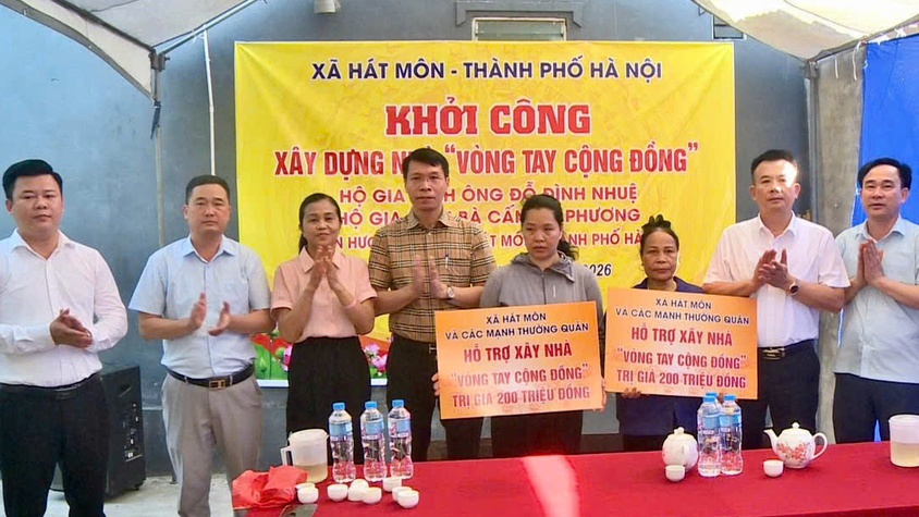 Khởi công xây dựng 02 Nhà “Vòng tay cộng đồng” tại thôn Hương Vĩnh xã Hát Môn