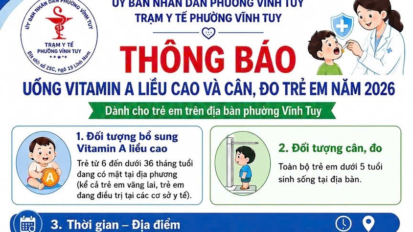 CHĂM SÓC SỨC KHOẺ TRẺ EM
(Chiến dịch uống Vitamin A và cân đo trẻ đợt 1 năm 2026)
