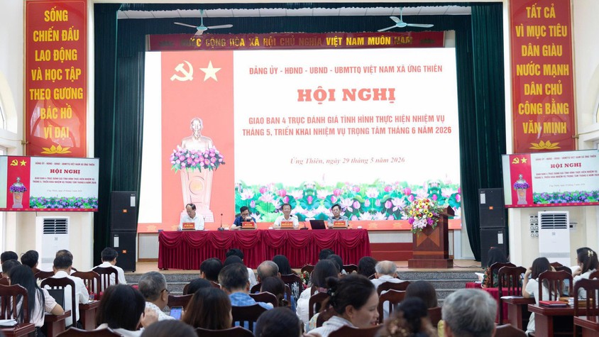 Xã Ứng Thiên giao ban 4 trục triển khai nhiệm vụ trọng tâm tháng 6 năm 2026