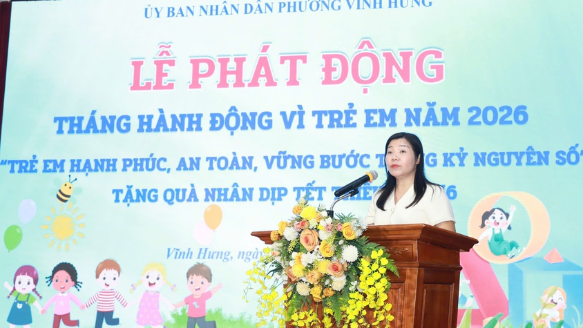 PHƯỜNG VĨNH HƯNG TỔ CHỨC LỄ PHÁT ĐỘNG
THÁNG HÀNH ĐỘNG VÌ TRẺ EM VÀ KHAI MẠC HÈ NĂM 2026