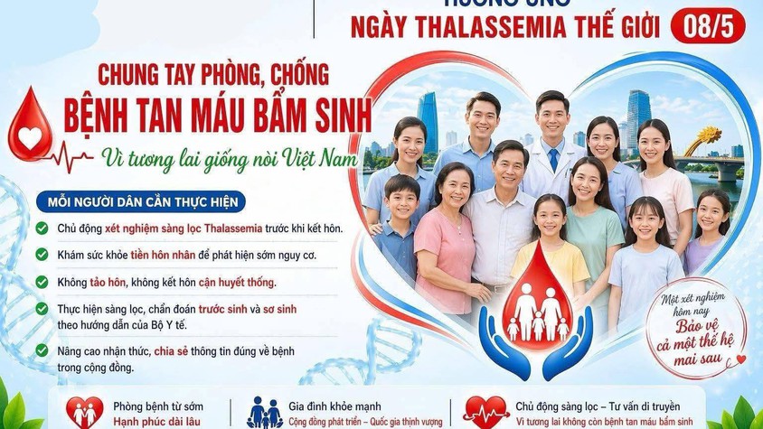 HƯỞNG ỨNG NGÀY THALASSEMIA THẾ GIỚI (08/5/2026): “CHUNG TAY SÀNG LỌC PHÁT HIỆN SỚM THALASSEMIA – KHÔNG ĐỂ AI BỊ BỎ LẠI PHÍA SAU”