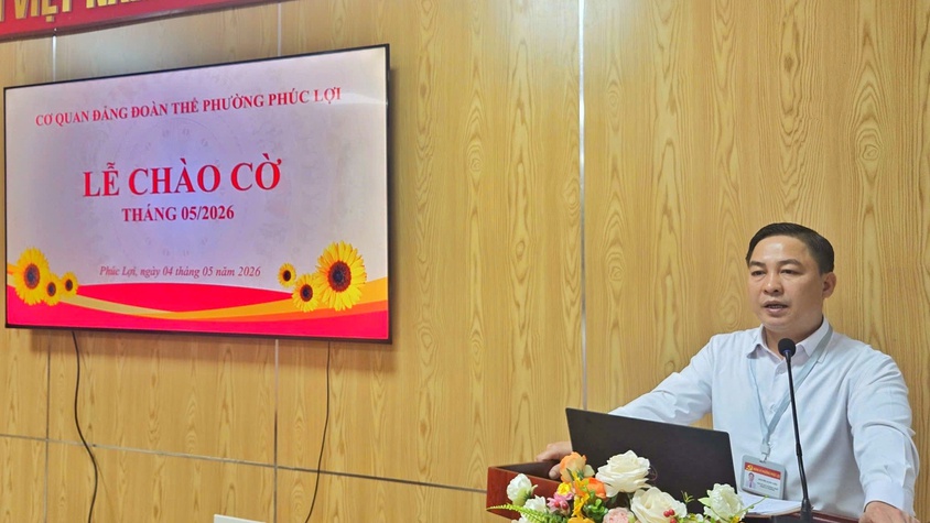 Lễ sinh hoạt dưới cờ tháng 5/2026 cơ quan Đảng, đoàn thể phường