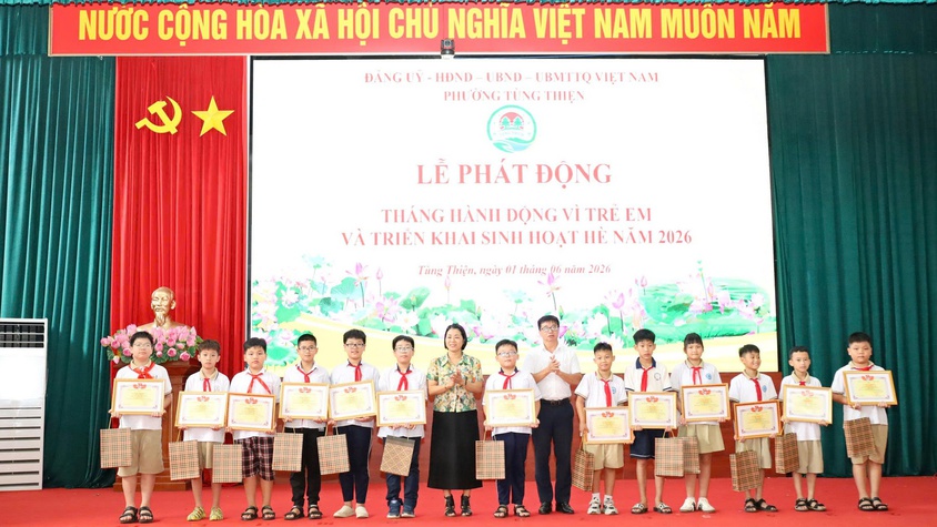Phường Tùng Thiện phát động Tháng hành động vì trẻ em và khai mạc sinh hoạt hè năm 2026