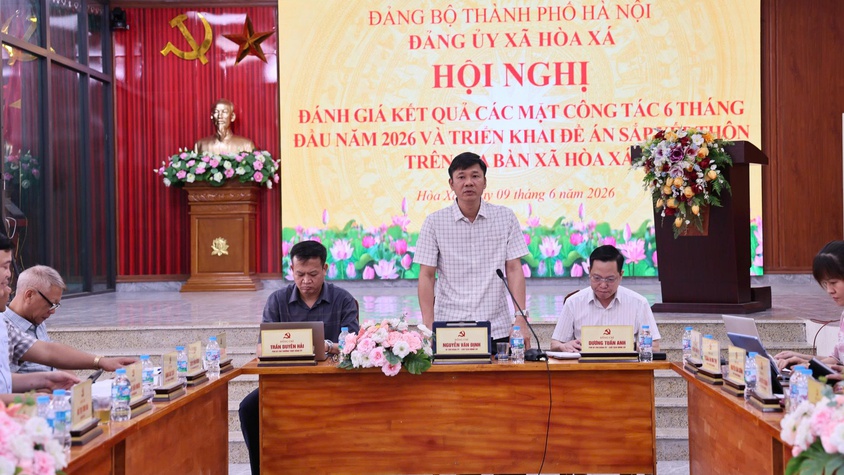 Đảng ủy Hòa Xá đánh giá kết quả các mặt công tác 6 tháng và triển khai Đề án sáp nhập thôn trên địa bàn 