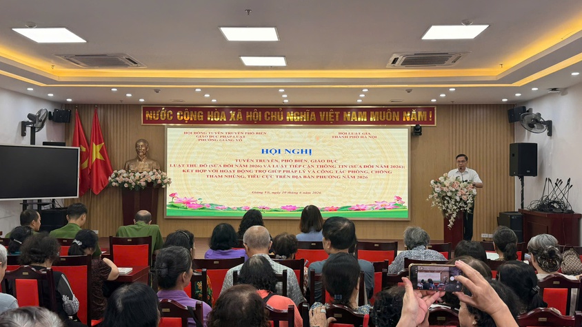 UBND PHƯỜNG GIẢNG VÕ TỔ CHỨC HỘI NGHỊ TUYÊN TRUYỀN, PHỔ BIẾN LUẬT THỦ ĐÔ VÀ CÁC CHUYÊN ĐỀ PHÁP LUẬT TRỌNG TÂM NĂM 2026
