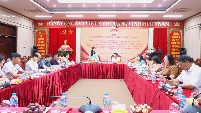Đoàn khảo sát Uỷ ban MTTQ Việt Nam Thành phố Hà Nội làm việc với các xã Thanh Oai, Bình Minh, Dân Hoà, Tam Hưng, Ứng Thiên, Ứng Hoà về công tác quản lý và sử dụng các loại quỹ năm 2026