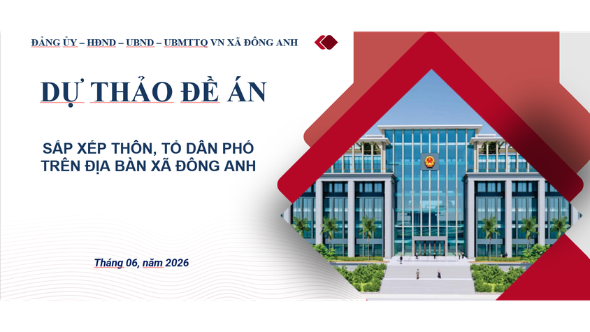 Xã Đông Anh công khai dự thảo Đề án sắp xếp thôn,
tổ dân phố và tổ chức lấy ý kiến Cử tri đại diện hộ gia đình trên địa bàn