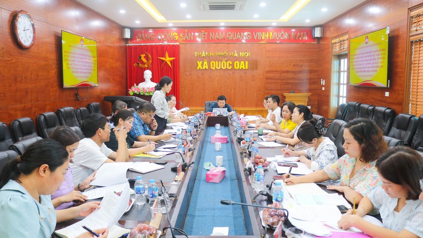 Đoàn khảo sát UB MTTQ Việt Nam Thành phố Hà Nội làm việc với UB MTTQ các xã về công tác vận động, quản lý và sử dụng các loại quỹ do UB MTTQ Thành phố triển khai năm 2026