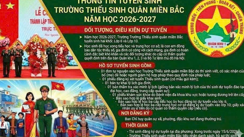 BAN CHỈ HUY QUÂN SỰ XÃ QUẢNG OAI THÔNG BÁO TUYỂN SINH ĐÀO TẠO HỌC SINH THIẾU SINH QUÂN NĂM HỌC 2026–2027