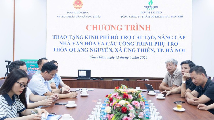 TỔNG CÔNG TY THĂM DÒ KHAI THÁC DẦU KHÍ HỖ TRỢ 7 TỶ ĐỒNG CẢI TẠO, NÂNG CẤP NHÀ VĂN HÓA VÀ CÁC CÔNG TRÌNH PHỤ TRỢ THÔN QUẢNG NGUYÊN