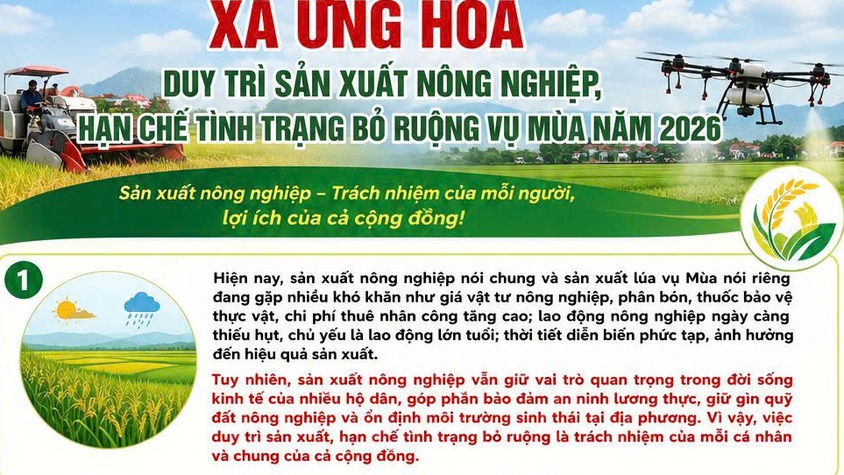 Ứng Hòa triển khai đồng bộ giải pháp hạn chế tình trạng bỏ ruộng vụ Mùa năm 2026.