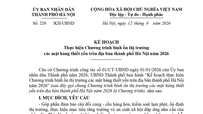Hà Nội triển khai Chương trình bình ổn thị trường các mặt hàng thiết yếu năm 2026