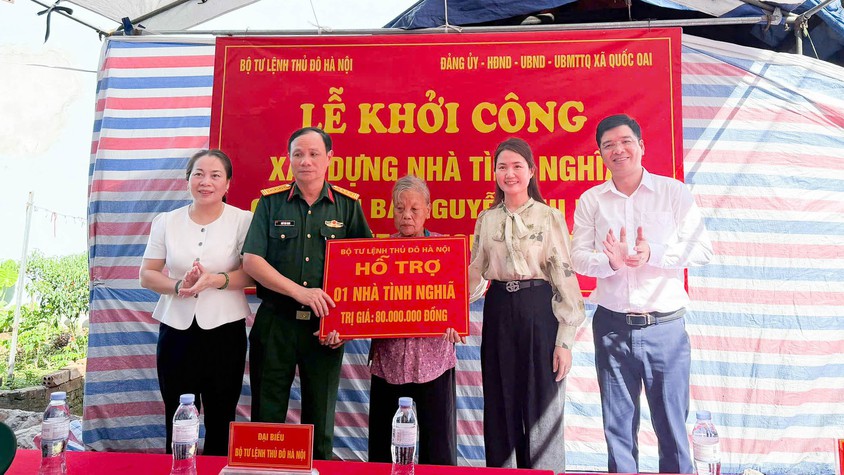 Khởi công xây dựng nhà tình nghĩa tặng vợ liệt sĩ tại xã Quốc Oai
