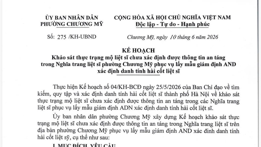 Phường Chương Mỹ triển khai khảo sát thực trạng mộ liệt sĩ chưa xác định được thông tin phục vụ giám định ADN