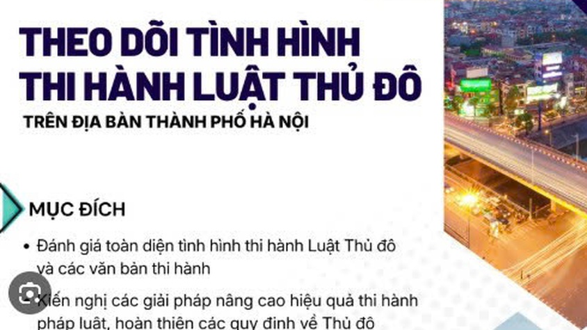 Kế hoạch Theo dõi tình hình thi hành Luật Thủ đô trên địa bàn phường Sơn Tây