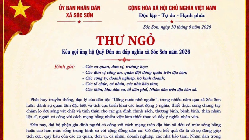 XÃ SÓC SƠN PHÁT ĐỘNG ỦNG HỘ QUỸ 