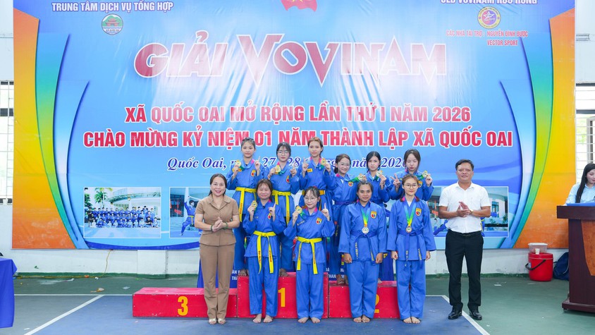 Trao giải Nhóm 3, Nhóm 4 Giải Vovinam xã Quốc Oai mở rộng lần thứ I năm 2026 chào mừng kỷ niệm 01 năm thành lập xã Quốc Oai