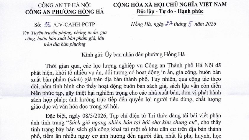 TĂNG CƯỜNG TUYÊN TRUYỀN PHÒNG, CHỐNG IN ẤN, GIA CÔNG, BUÔN BÁN XUẤT BẢN PHẨM GIẢ, LẬU TRÊN ĐỊA BÀN PHƯỜNG HỒNG HÀ