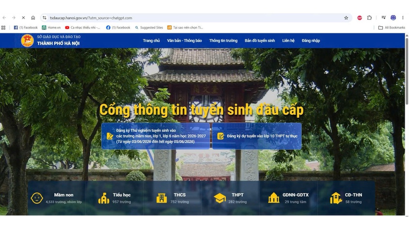 Hà Nội vận hành thử nghiệm hệ thống đăng ký tuyển sinh trực tuyến có ứng dụng bản đồ GIS vào các trường mầm non, lớp 1, lớp 6 năm học 2026-2027