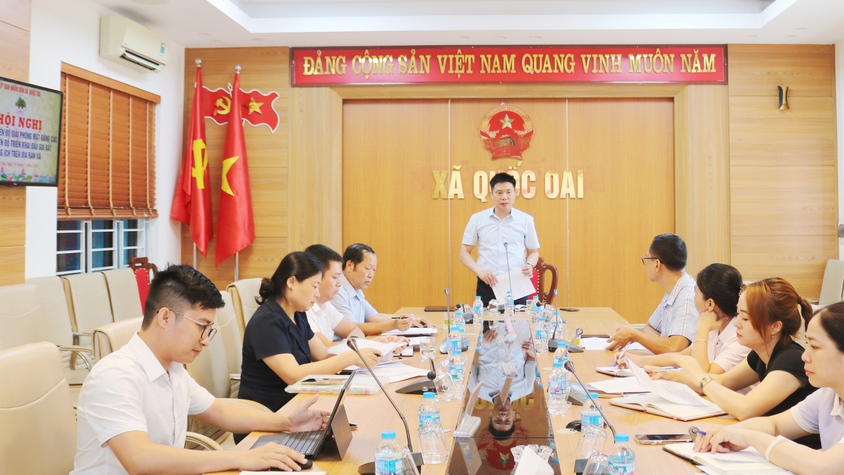XÃ QUỐC OAI HỌP KIỂM ĐIỂM TIẾN ĐỘ GIẢI PHÓNG MẶT BẰNG CÁC DỰ ÁN TRỌNG ĐIỂM TRÊN ĐỊA BÀN