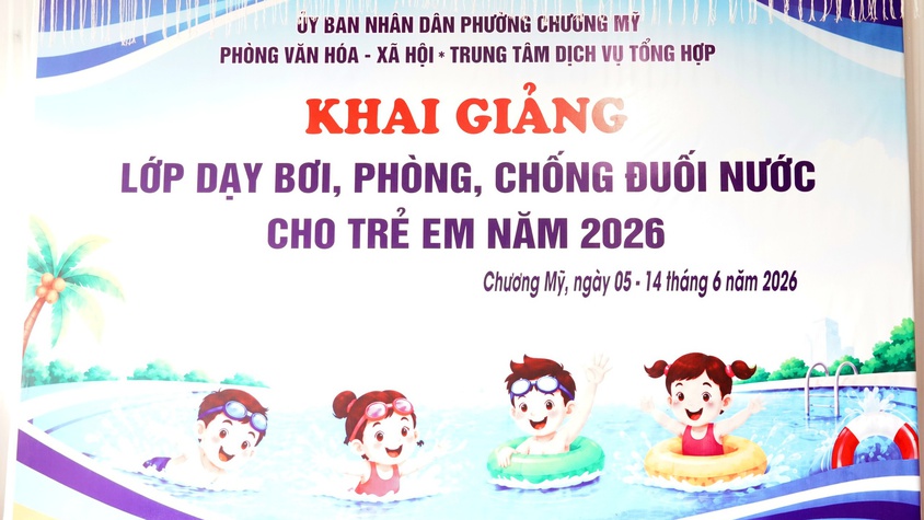 Chương Mỹ khai giảng lớp dạy bơi phòng, chống đuối nước cho trẻ em năm 2026