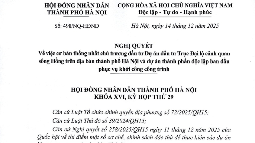 HÀ NỘI THÔNG QUA CHỦ TRƯƠNG ĐẦU TƯ DỰ ÁN TRỤC ĐẠI LỘ CẢNH QUAN SÔNG HỒNG