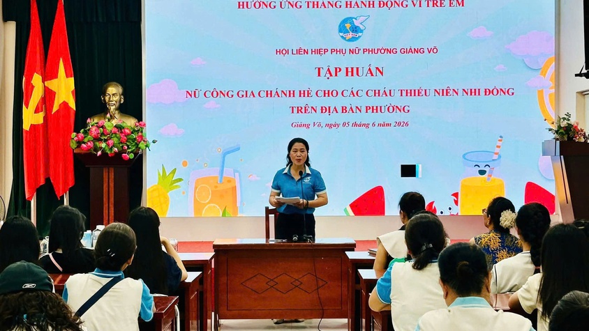 Thiếu niên nhi đồng phường Giảng Võ hào hứng tham gia lớp nữ công gia chánh dịp hè 2026 