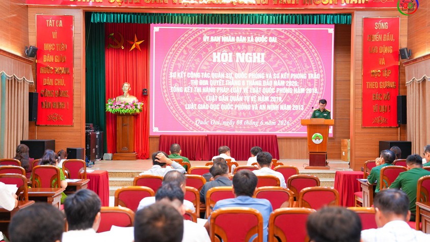 XÃ QUỐC OAI TỔ CHỨC HỘI NGHỊ SƠ KẾT CÔNG TÁC QUÂN SỰ, QUỐC PHÒNG 6 THÁNG ĐẦU NĂM 2026