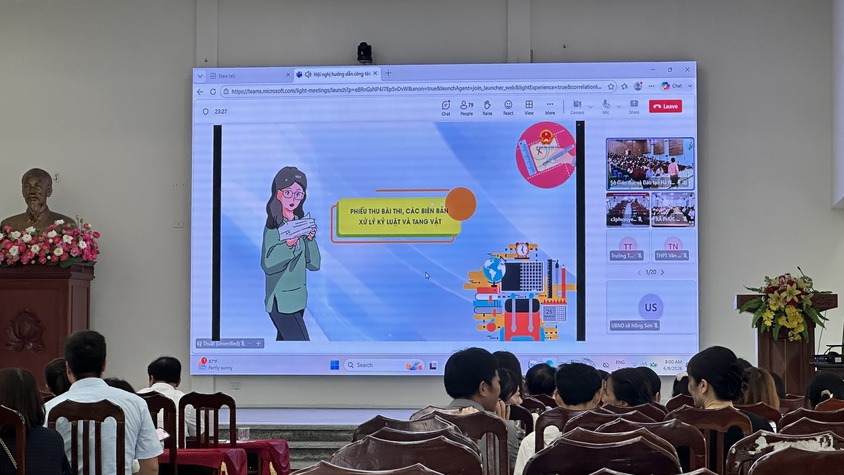 UBND XÃ HỒNG SƠN DỰ HỘI NGHỊ TRỰC TUYẾN HƯỚNG DẪN CÔNG TÁC COI THI KỲ THI TỐT NGHIỆP THPT NĂM 2026