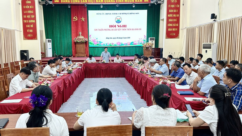 Xã Hồng Sơn tổ chức Hội nghị xin ý kiến phương án sắp xếp thôn trên địa bàn xã