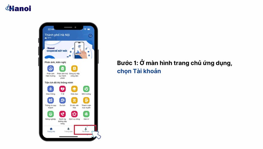 Hướng dẫn tạo tài khoản trên Ứng dụng iHanoi