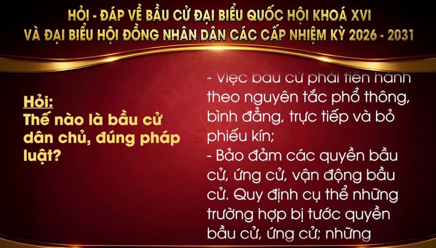Hỏi đáp về bầu cử đại biểu quốc hội  khoá XVI và đại biểu HĐND các cấp nhiệm kỳ 2025- 2031 số 3