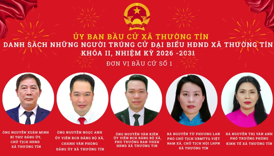 Chúc mừng 28 đại biểu trúng cử đại biểu HĐND xã Thường Tín khóa II, nhiệm kỳ 2026–2031