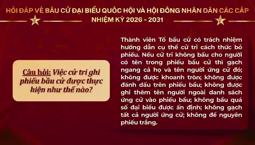 Hỏi đáp về bầu cử Đại biểu Quốc hội và Hội đồng nhân dân các cấp nhiệm kỳ 2026-2031