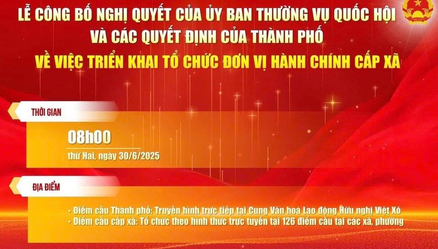 Hà Nội tổ chức lễ công bố sắp xếp đơn vị hành chính cấp xã