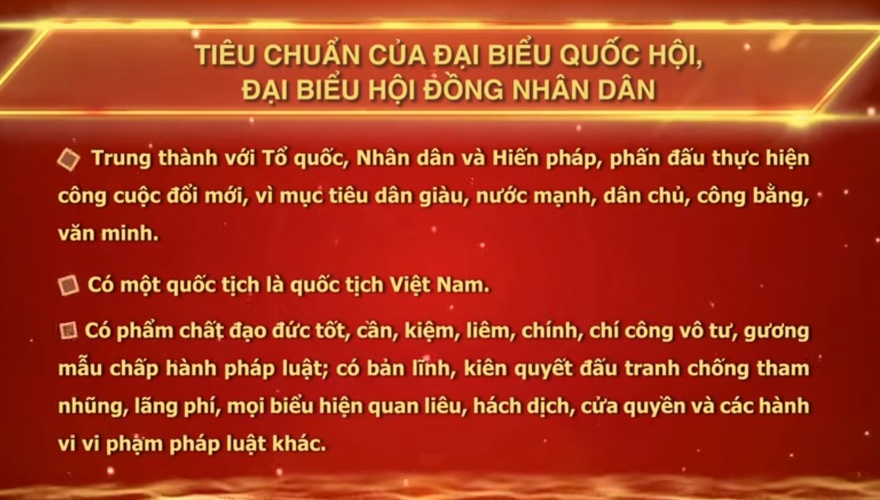 Tiêu chuẩn đại biểu Quốc hội, đại biểu Hội đồng nhân dân